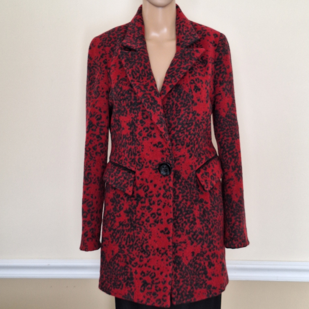 Leopard Animal Print One Button Red & Black Blazer Coat Korean K-POP Maximalist